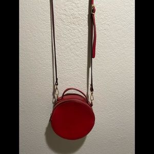 Red faux-leather crossbody purse